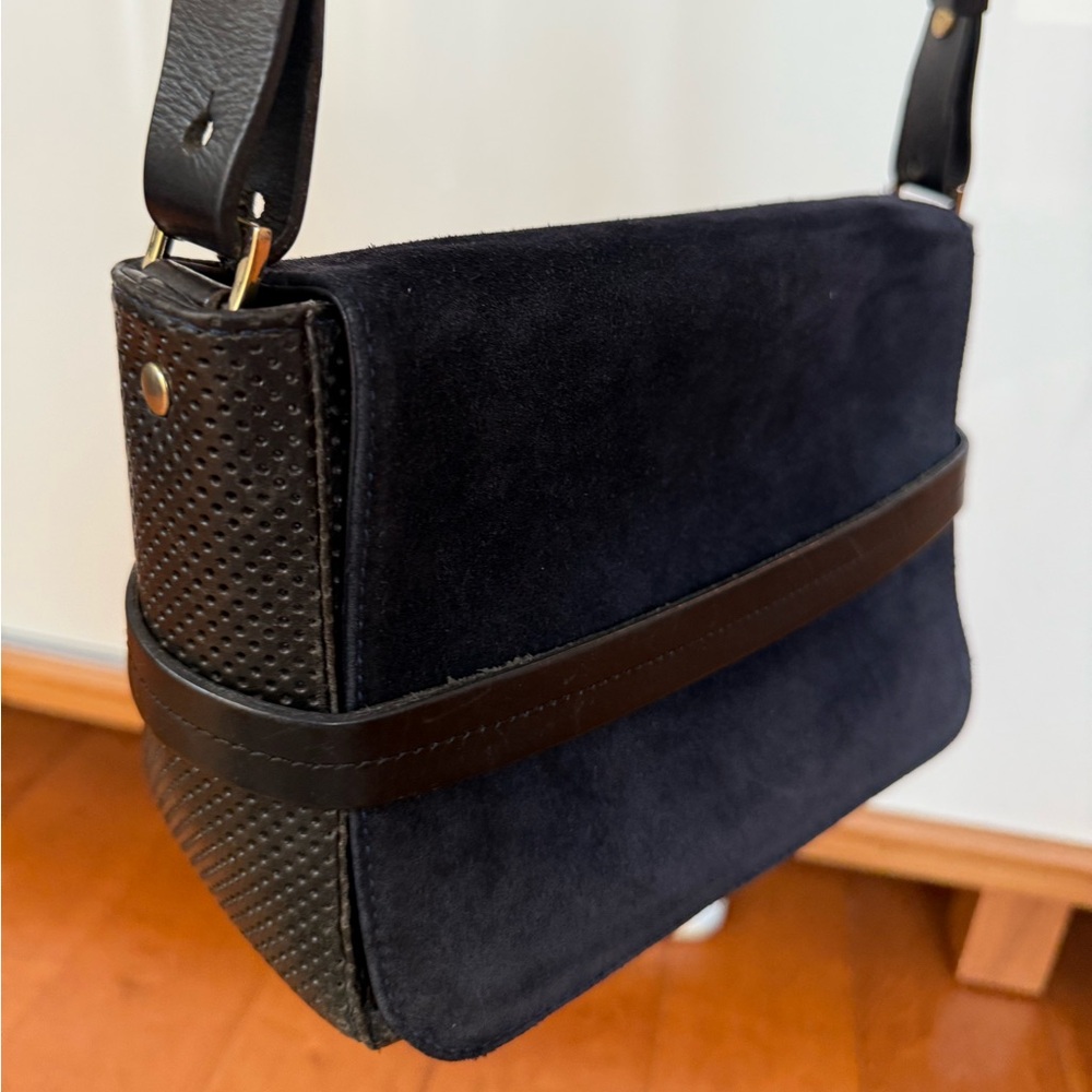 Clare V Cross Body In Navy Lamba/Navy Suede